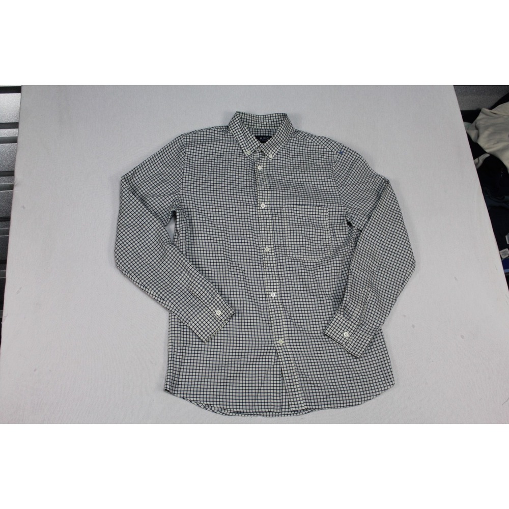 APC Button Down Shirt Mens Small Gray Excellent Plaid Rue Madame Paris LS